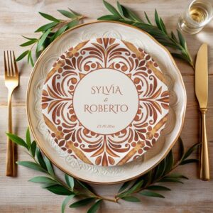 Elegant Mexican Talavera Wedding Plates – Terracotta Paper Dinnerware