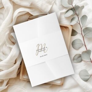 Elegant Monogram Wedding Napkins Invitation Belly Band | Personalized Name & Date, Custom Design